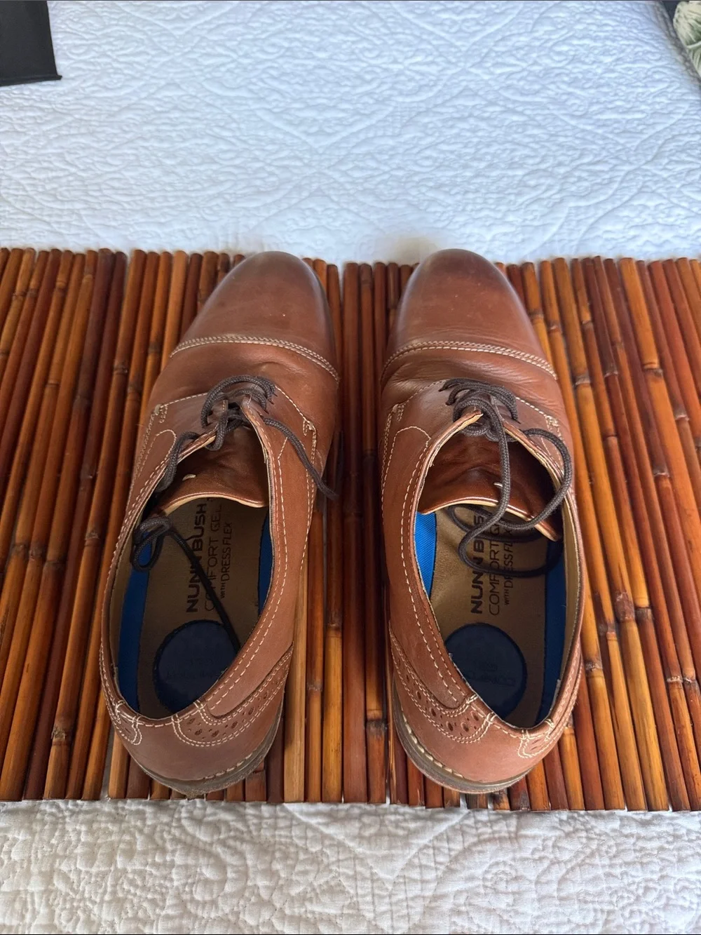 Nunn Bush Men's Cognac Brown Leather Cap-Toe Derby Oxfords